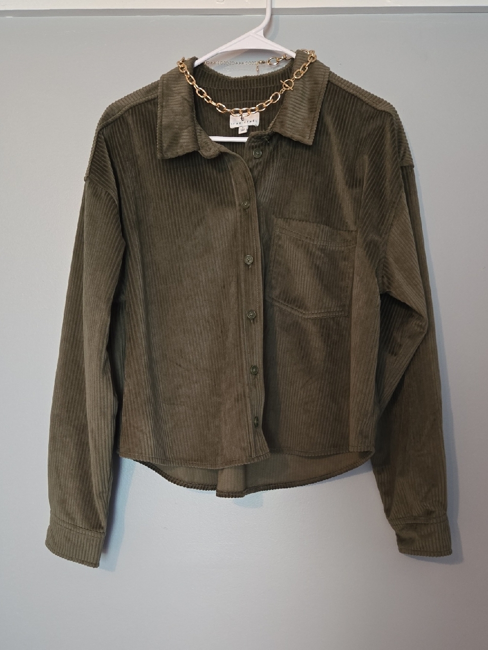 NWOT True Craft Olive Green Corduroy Button-Up